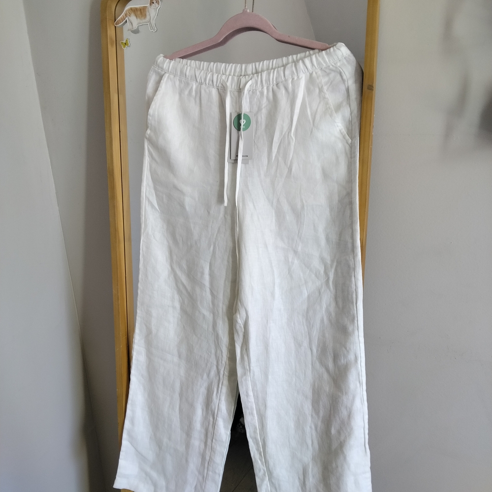 NWT Rails White Linen Straight Leg  Pants